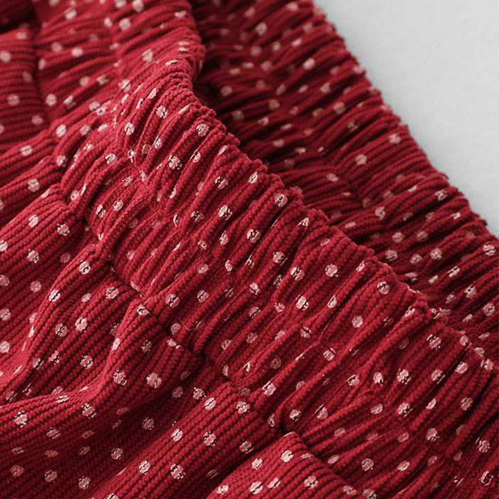 Pantalones anchos de cintura alta para mujer con estampado de puntos otoñales y Buddha Stones y bolsillos - image 6