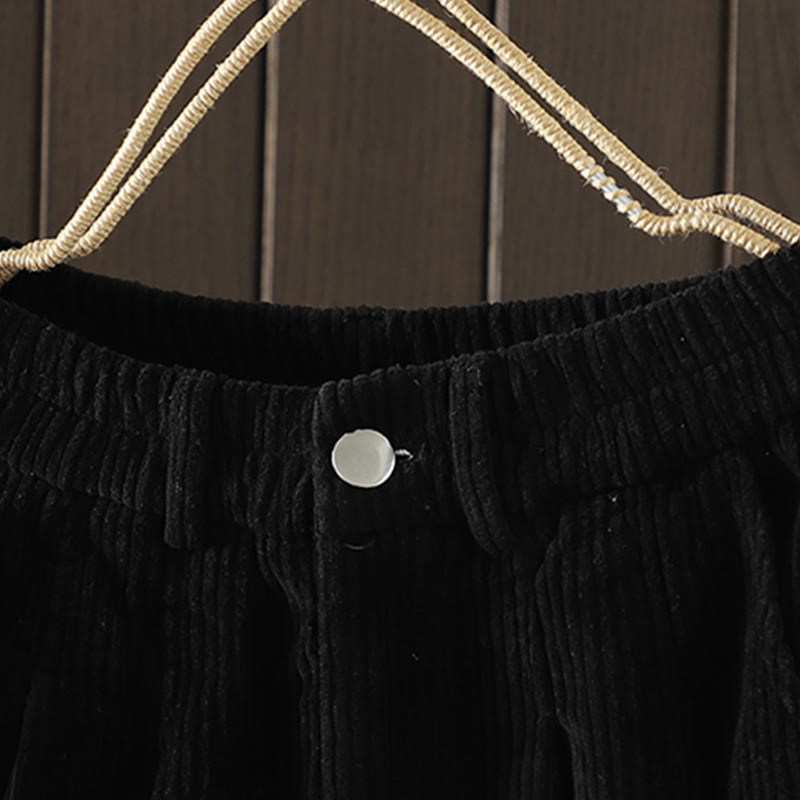 Pantalones harén Buddha Stones de invierno para mujer, de pana lisa, de algodón, de cintura alta, forrados con vellón y bolsillos - image 13