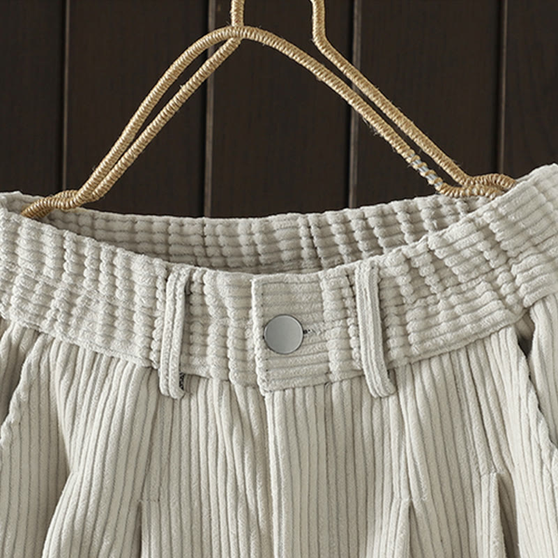 Pantalones harén Buddha Stones de invierno para mujer, de pana lisa, de algodón, de cintura alta, forrados con vellón y bolsillos - image 3