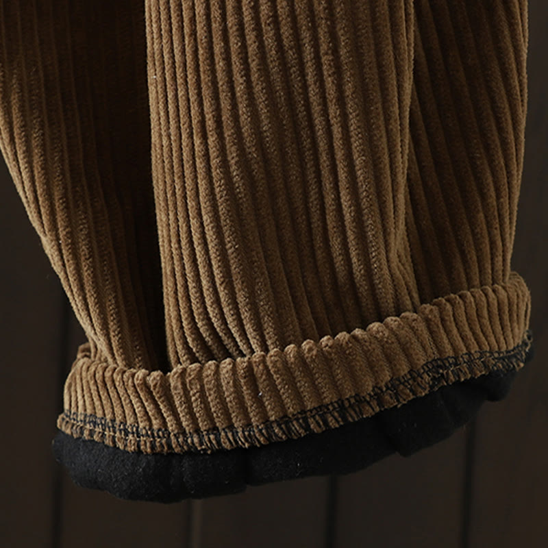 Pantalones harén Buddha Stones de invierno para mujer, de pana lisa, de algodón, de cintura alta, forrados con vellón y bolsillos - image 22