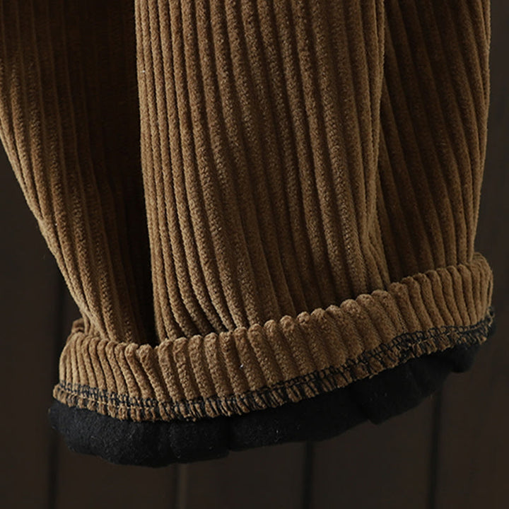 Pantalones harén Buddha Stones de invierno para mujer, de pana lisa, de algodón, de cintura alta, forrados con vellón y bolsillos - image 22