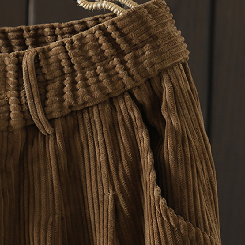 Pantalones harén Buddha Stones de invierno para mujer, de pana lisa, de algodón, de cintura alta, forrados con vellón y bolsillos - image 20