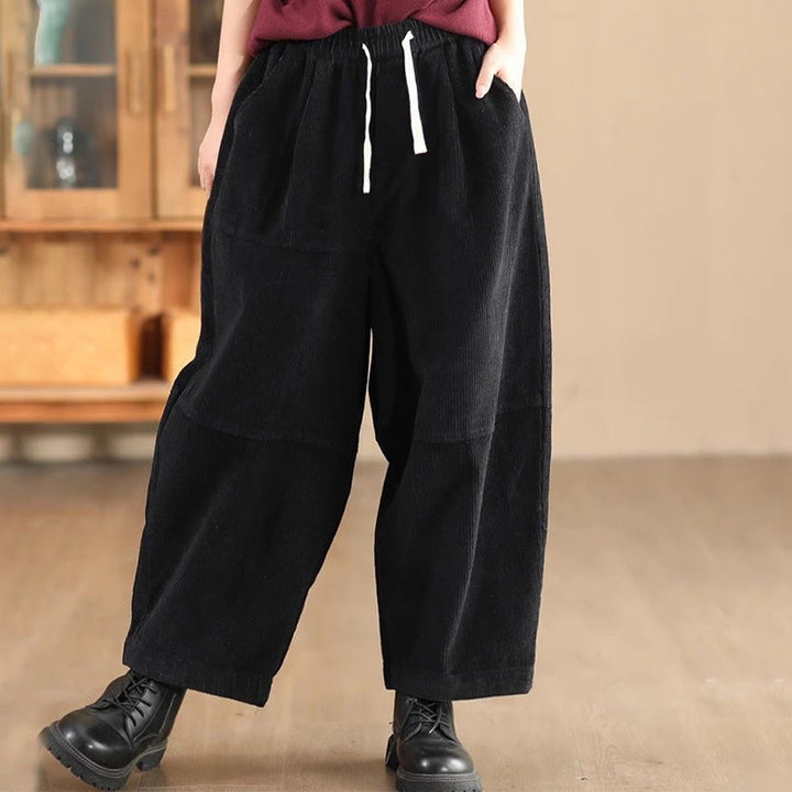 Pantalones térmicos de pana de algodón con forro polar y bolsillos para mujer de Buddha Stones - Negro - US14, UK/AU18, EU46 (4XL) - image 3