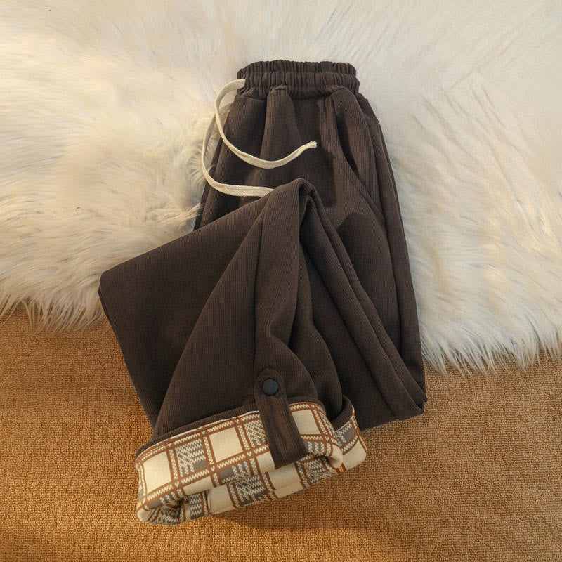 Pantalones anchos de pana de algodón con forro polar y bolsillos para mujer de Buddha Stones - image 7