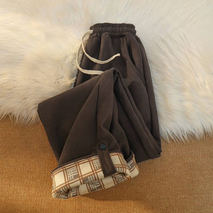 Pantalones anchos de pana de algodón con forro polar y bolsillos para mujer de Buddha Stones - image 7