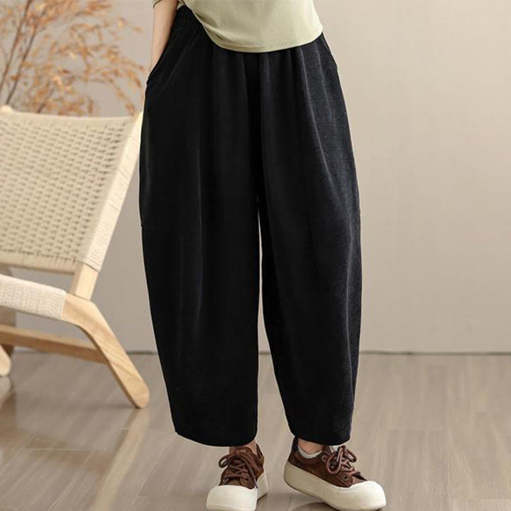 Pantalones harén de pana lisa con bolsillos y diseño patchwork de Buddha Stones para mujer, otoño - image 23