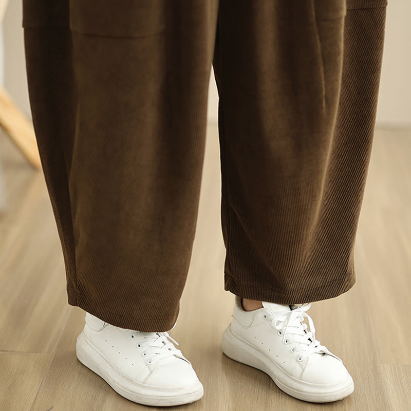 Pantalones harén de pana lisa con bolsillos y diseño patchwork de Buddha Stones para mujer, otoño - image 13