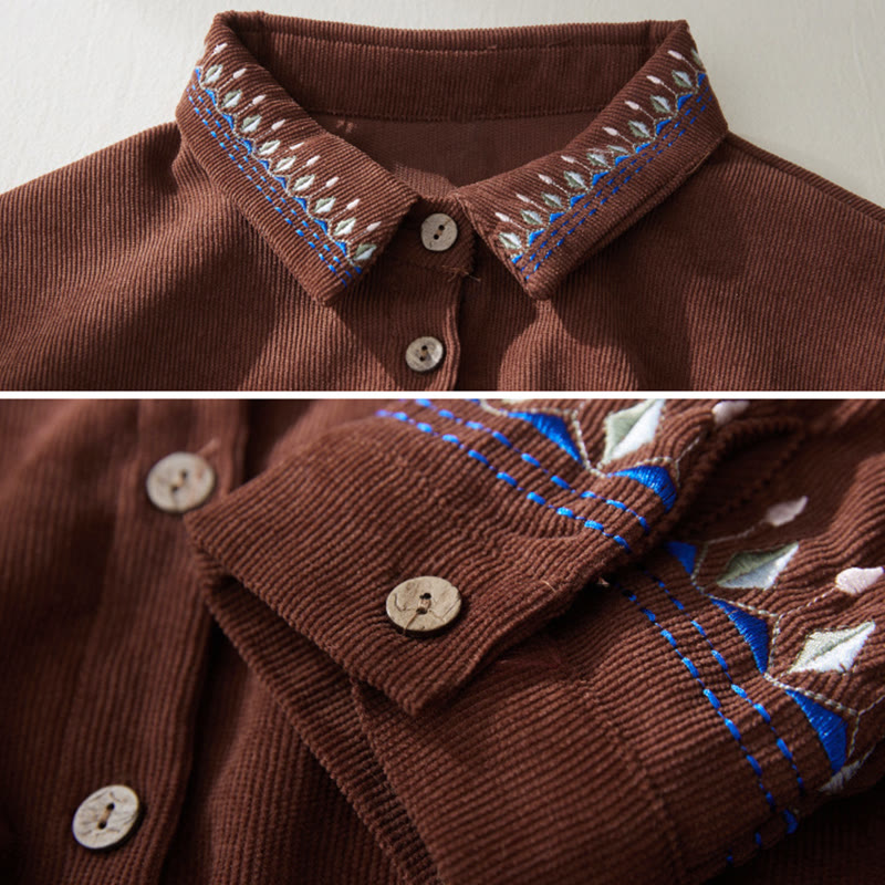 Vestido midi de manga larga con bolsillos, diseño floral bordado con Buddha Stones y cordones - image 3