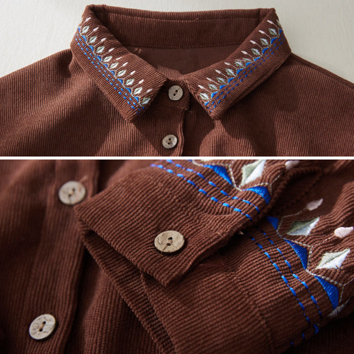 Vestido midi de manga larga con bolsillos, diseño floral bordado con Buddha Stones y cordones - image 3