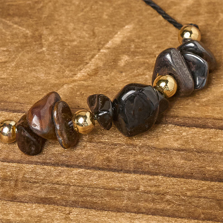 Pulsera de cuerda con tarjeta de protección de pirita, turmalina negra y ojo de tigre de Buddha Stones - image 4