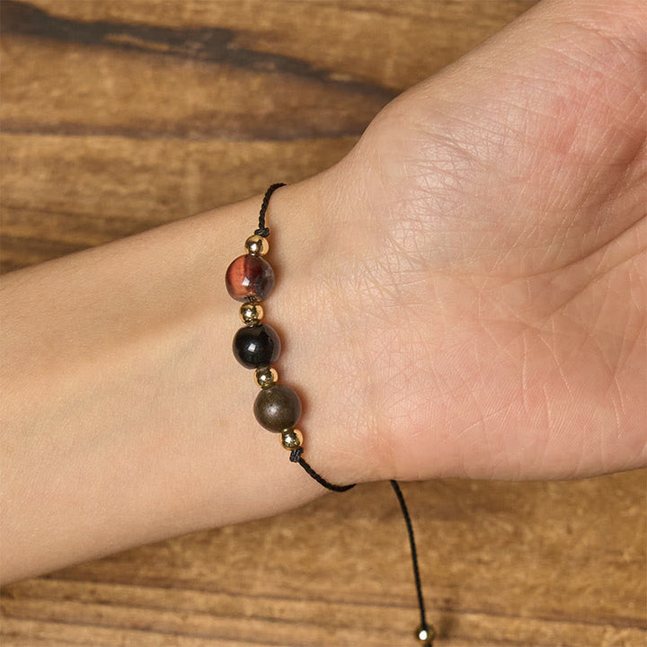 Pulsera de cuerda con tarjeta de protección de pirita, turmalina negra y ojo de tigre de Buddha Stones - image 15