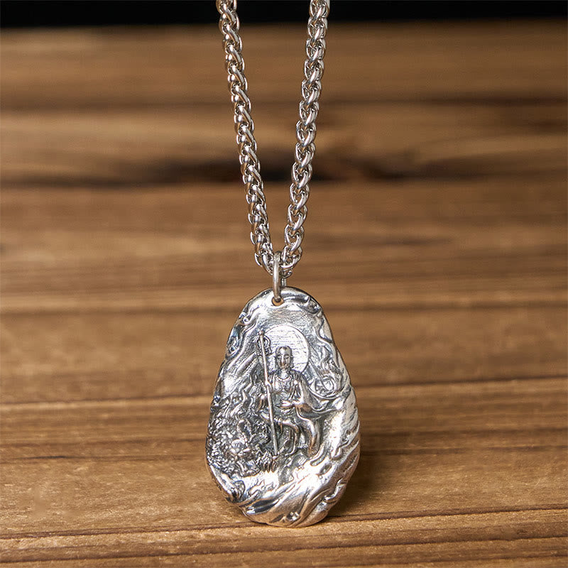 Buddha Stones Collar con colgante de cobre del Bodhisattva Kṣitigarbha Dizang Compassion - Cadena de Buda y Quilla - image 9