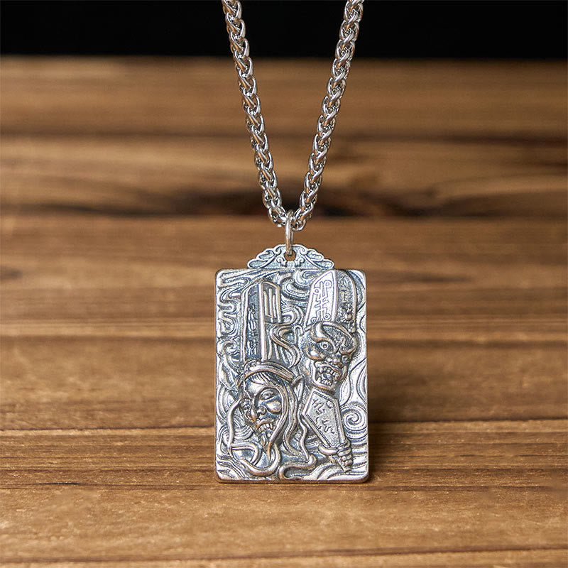 Buddha Stones Collar con colgante de equilibrio con patrón de impermanencia en cobre, blanco y negro - Impermanencia en blanco y negro y cadena de quilla - image 8