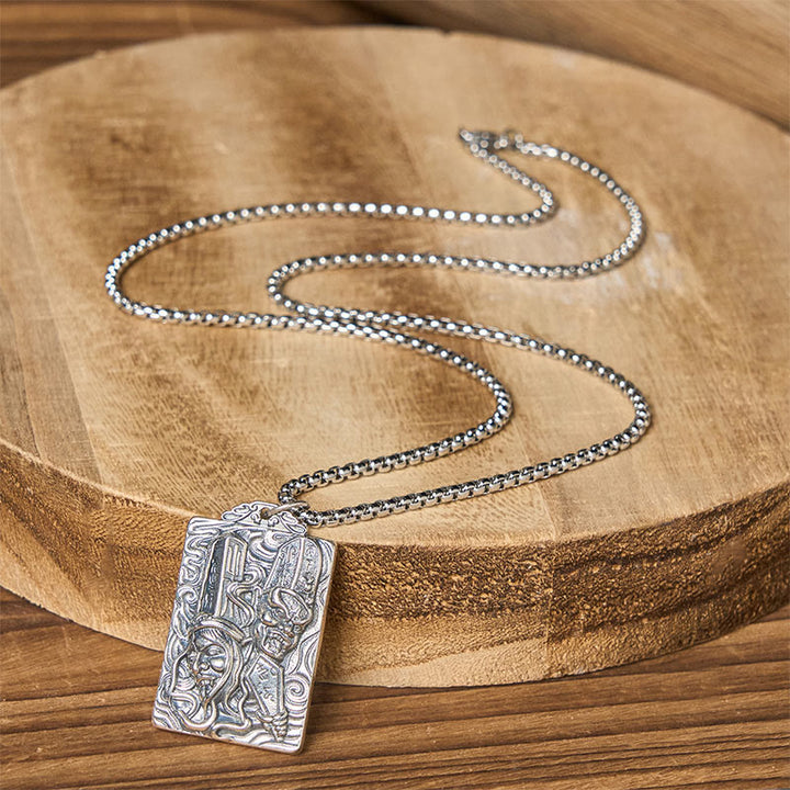 Buddha Stones Collar con colgante de equilibrio con patrón de impermanencia en cobre, blanco y negro - image 7