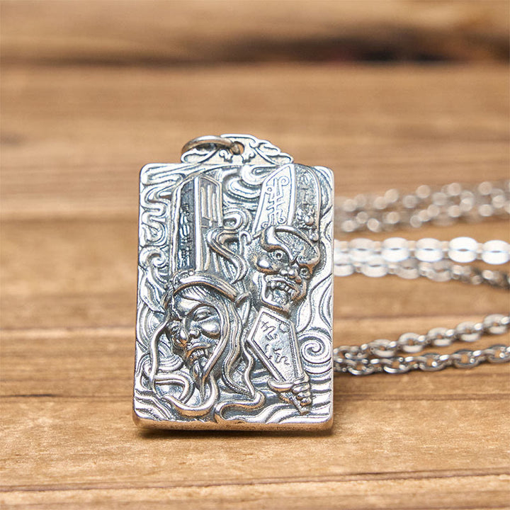 Buddha Stones Collar con colgante de equilibrio con patrón de impermanencia en cobre, blanco y negro - image 4