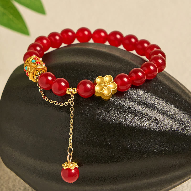 Pulsera de positividad con flores de cristal de ágata blanca tibetana y Buddha Stones - image 6