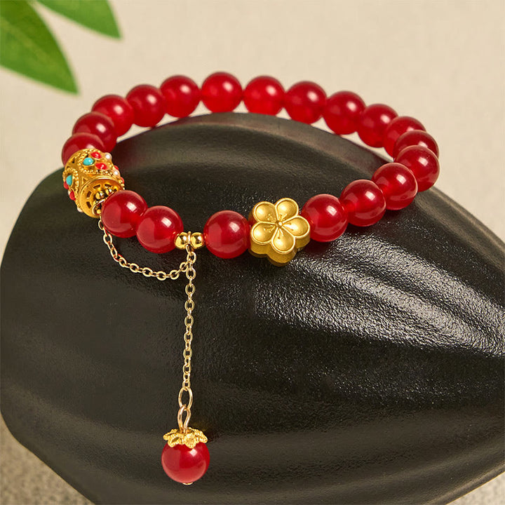 Pulsera de positividad con flores de cristal de ágata blanca tibetana y Buddha Stones - image 6