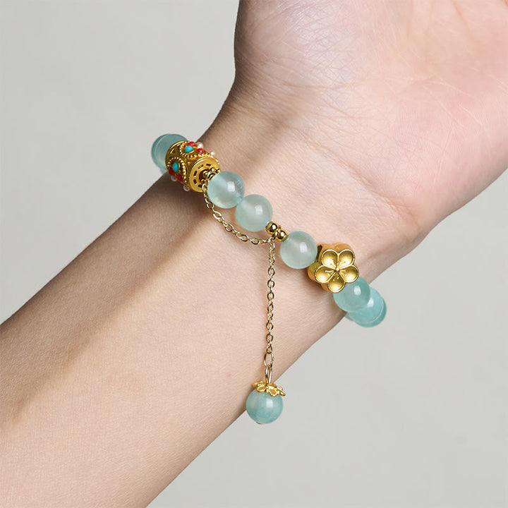 Pulsera de positividad con flores de cristal de ágata blanca tibetana y Buddha Stones - image 18