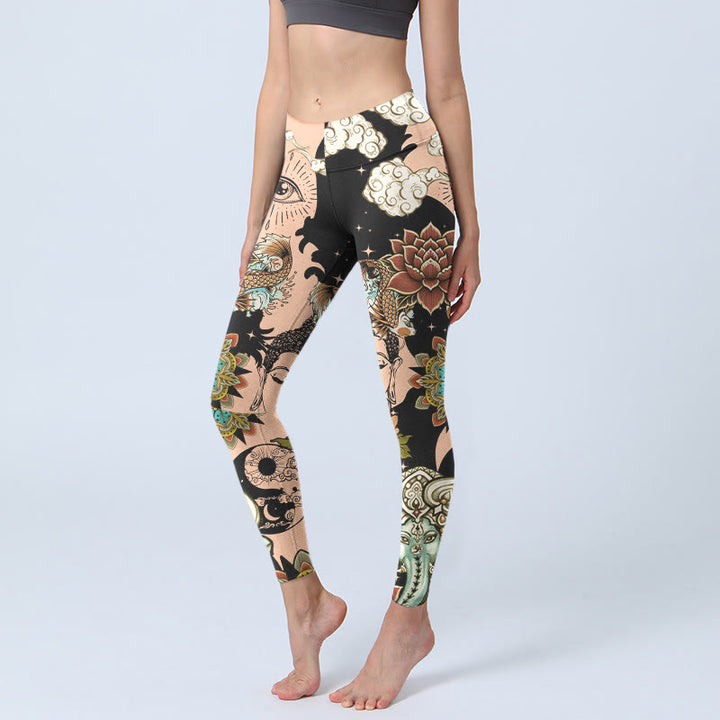 Buddha Stones Leggings de yoga para mujer con diseño de loto, Ganesh, mandala, mal de ojo, pez koi, forma de Yin Yang - Sopa de mariscos - US18，UK/AU22，EU50 (4XL) - image 0