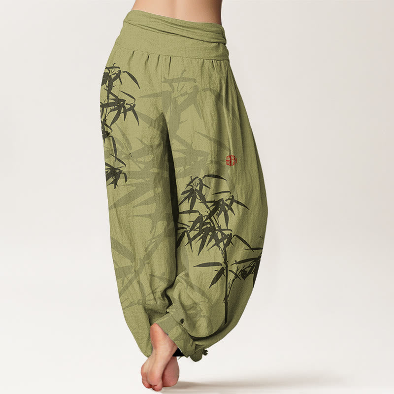 Pantalones harén de algodón puro con estampado de Buddha Stones para mujer, con cintura elástica - image 2