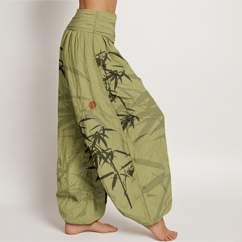 Pantalones harén de algodón puro con estampado de Buddha Stones para mujer, con cintura elástica - image 1