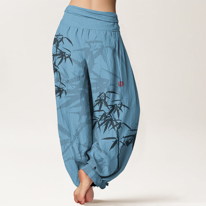 Pantalones harén de algodón puro con estampado de Buddha Stones para mujer, con cintura elástica - image 7