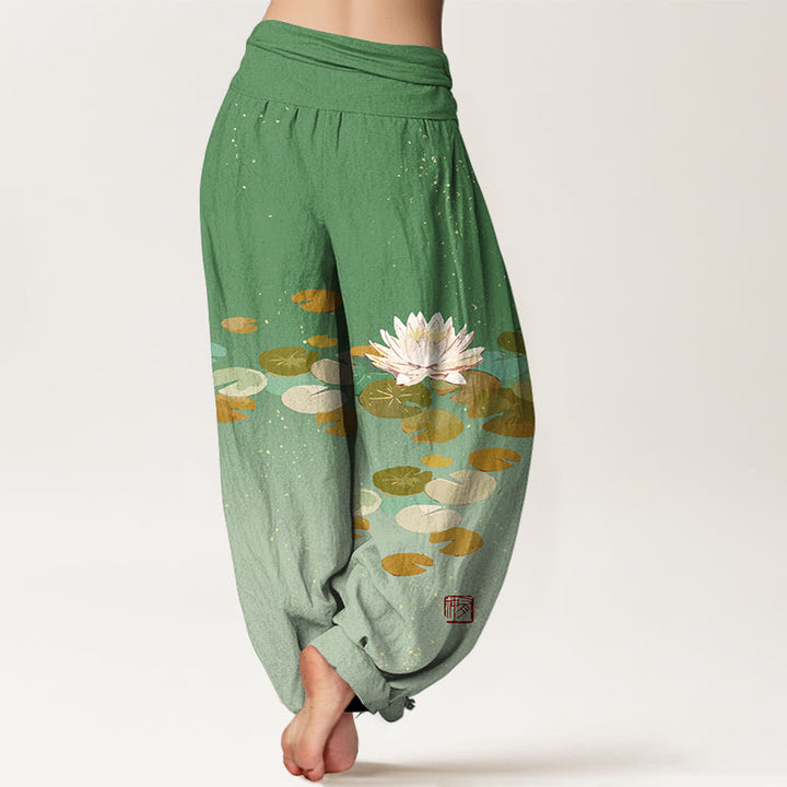Pantalones harén de algodón puro con cintura elástica para mujer, estampados de Buddha Stones - image 2