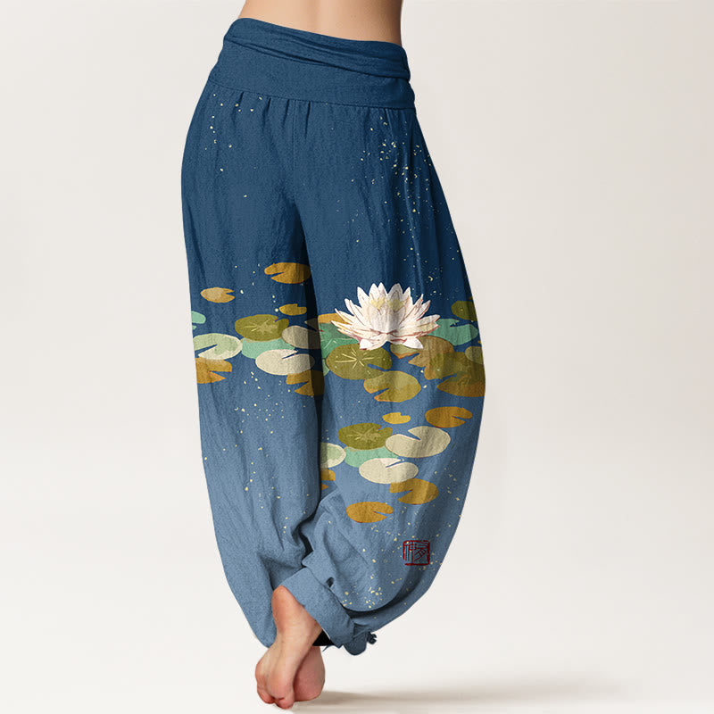 Pantalones harén de algodón puro con cintura elástica para mujer, estampados de Buddha Stones - image 10