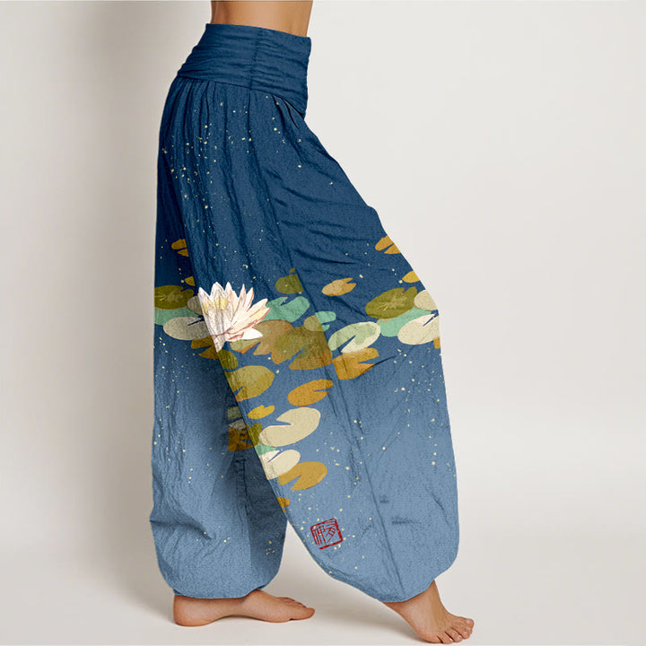 Pantalones harén de algodón puro con cintura elástica para mujer, estampados de Buddha Stones - image 9
