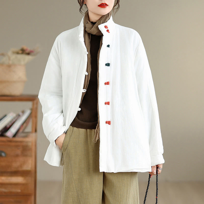 Chaqueta gruesa de algodón de manga larga con botones de rana chinos para mujer, de Buddha Stones, con bolsillos, para invierno - image 14