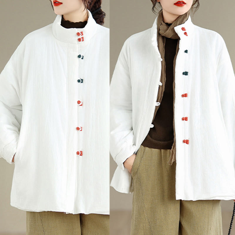 Chaqueta gruesa de algodón de manga larga con botones de rana chinos para mujer, de Buddha Stones, con bolsillos, para invierno - image 17