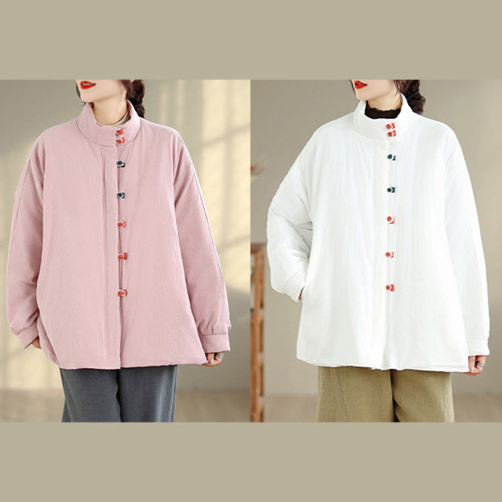 Chaqueta gruesa de algodón de manga larga con botones de rana chinos para mujer, de Buddha Stones, con bolsillos, para invierno - image 20