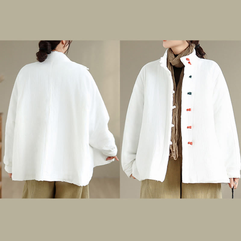 Chaqueta gruesa de algodón de manga larga con botones de rana chinos para mujer, de Buddha Stones, con bolsillos, para invierno - image 18