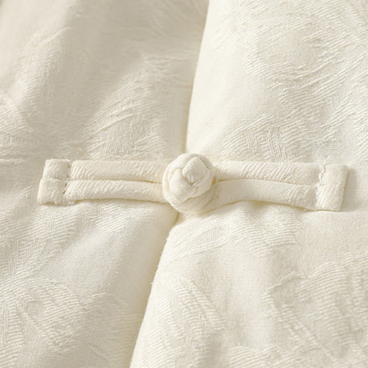 Chaqueta de algodón de manga larga con botones de rana y bolsillos para mujer de Buddha Stones - image 9