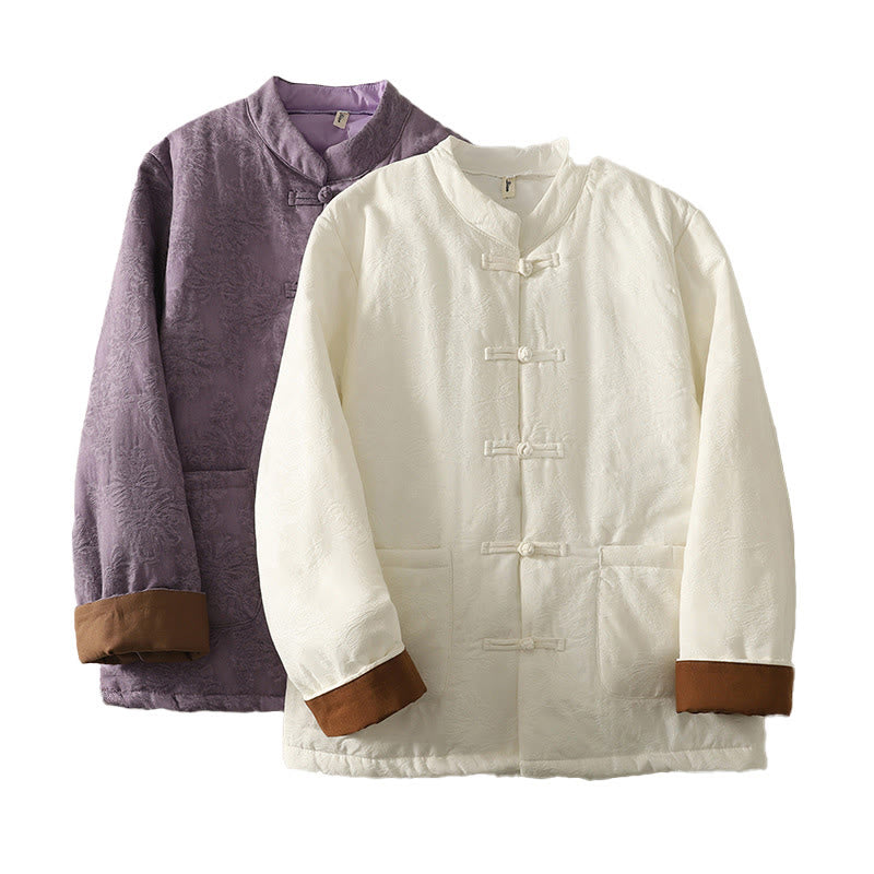 Chaqueta de algodón de manga larga con botones de rana y bolsillos para mujer de Buddha Stones - image 16