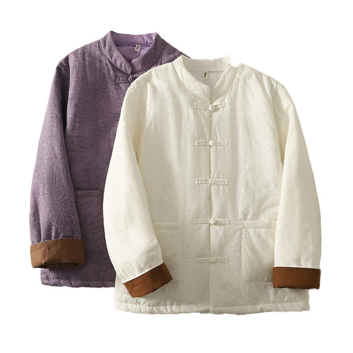 Chaqueta de algodón de manga larga con botones de rana y bolsillos para mujer de Buddha Stones - image 16