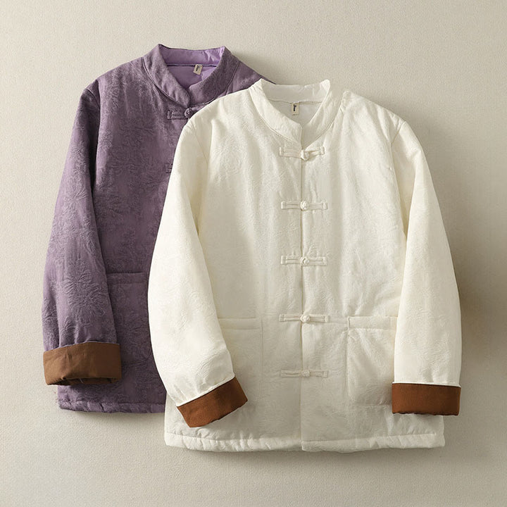 Chaqueta de algodón de manga larga con botones de rana y bolsillos para mujer de Buddha Stones - image 15