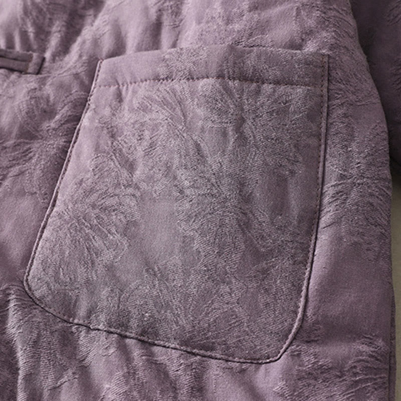 Chaqueta de algodón de manga larga con botones de rana y bolsillos para mujer de Buddha Stones - image 2