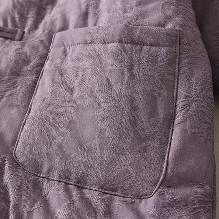 Chaqueta de algodón de manga larga con botones de rana y bolsillos para mujer de Buddha Stones - image 2