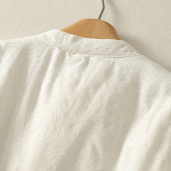 Chaqueta de algodón de manga larga con botones de rana y bolsillos para mujer de Buddha Stones - image 8