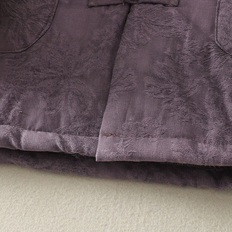 Chaqueta de algodón de manga larga con botones de rana y bolsillos para mujer de Buddha Stones - image 4