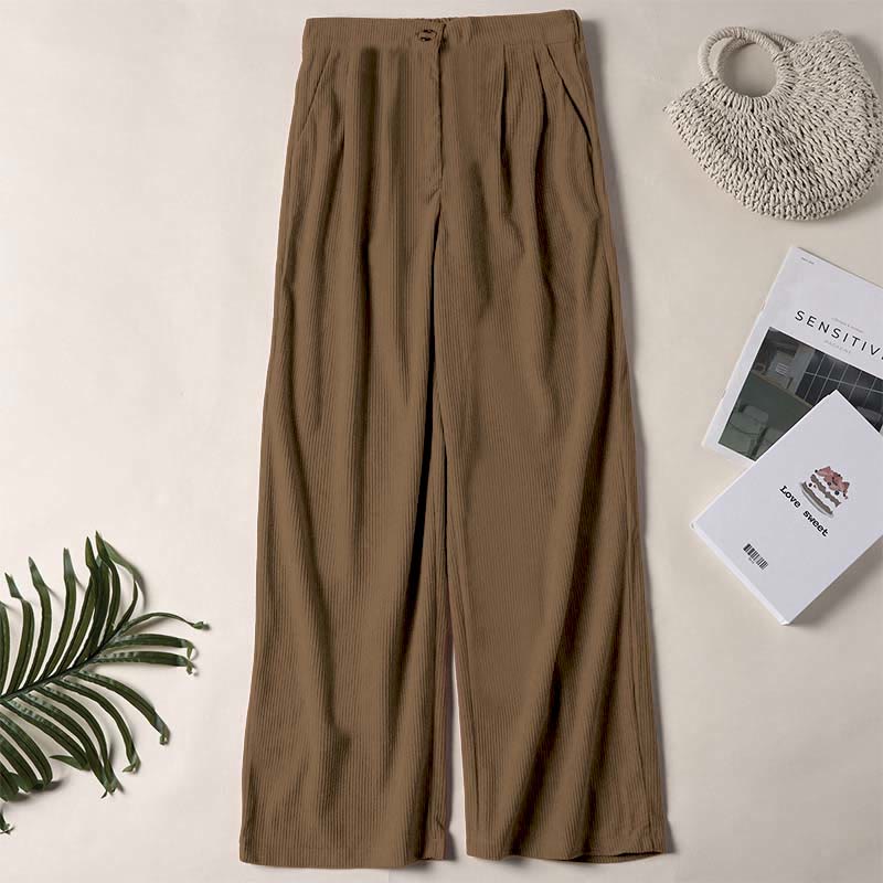 Pantalones casuales de pana rectos con bolsillos para mujer Buddha Stones - Vara de oro oscuro - US14，UK/AU18，EU46 (2XL) - image 0