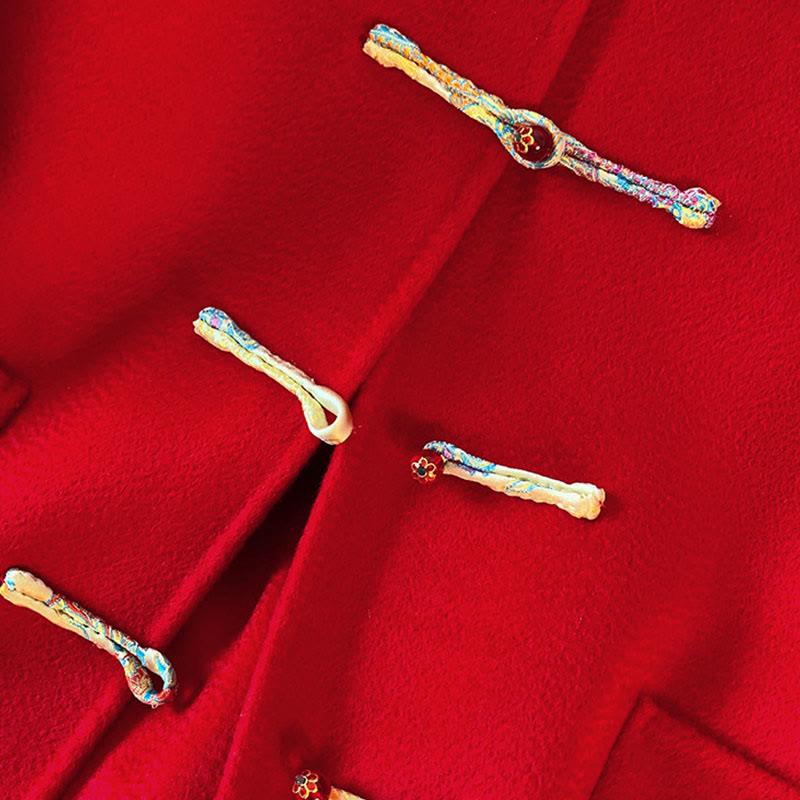 Chaqueta de algodón de manga larga para mujer con diseño de botones bordados de invierno y Buddha Stones, con bolsillos - image 8