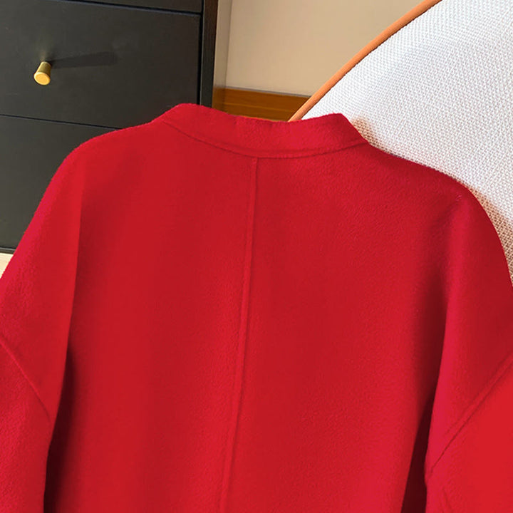 Chaqueta de algodón de manga larga para mujer con diseño de botones bordados de invierno y Buddha Stones, con bolsillos - image 5