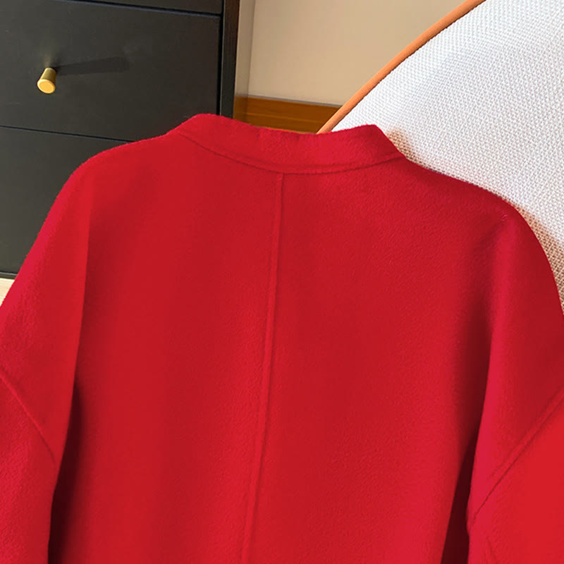 Chaqueta de algodón de manga larga para mujer con diseño de botones bordados de invierno y Buddha Stones, con bolsillos - image 5