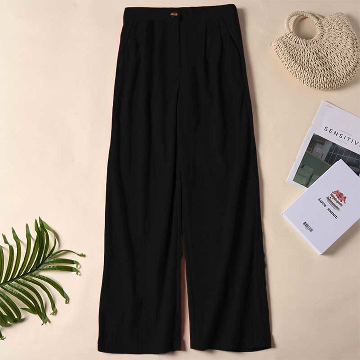 Pantalones casuales de pana rectos con bolsillos para mujer Buddha Stones - Negro - US14，UK/AU18，EU46 (2XL) - image 6