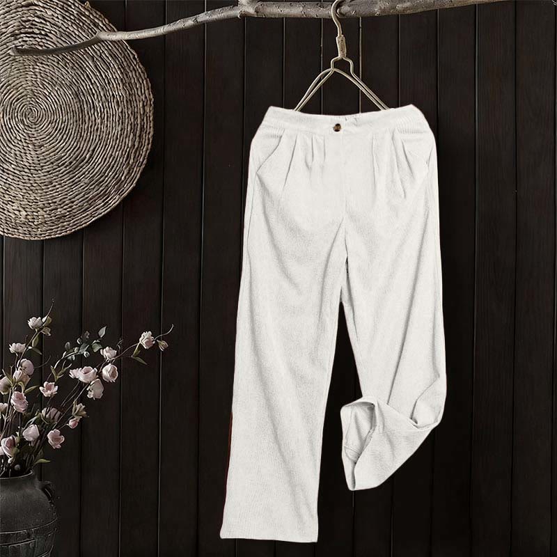 Pantalones casuales de pana rectos con bolsillos para mujer Buddha Stones - image 13