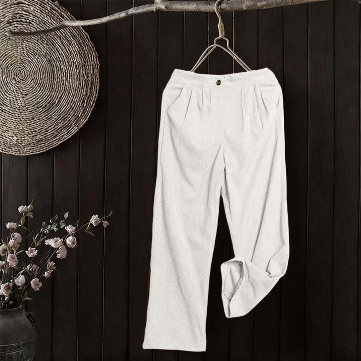 Pantalones casuales de pana rectos con bolsillos para mujer Buddha Stones - image 13
