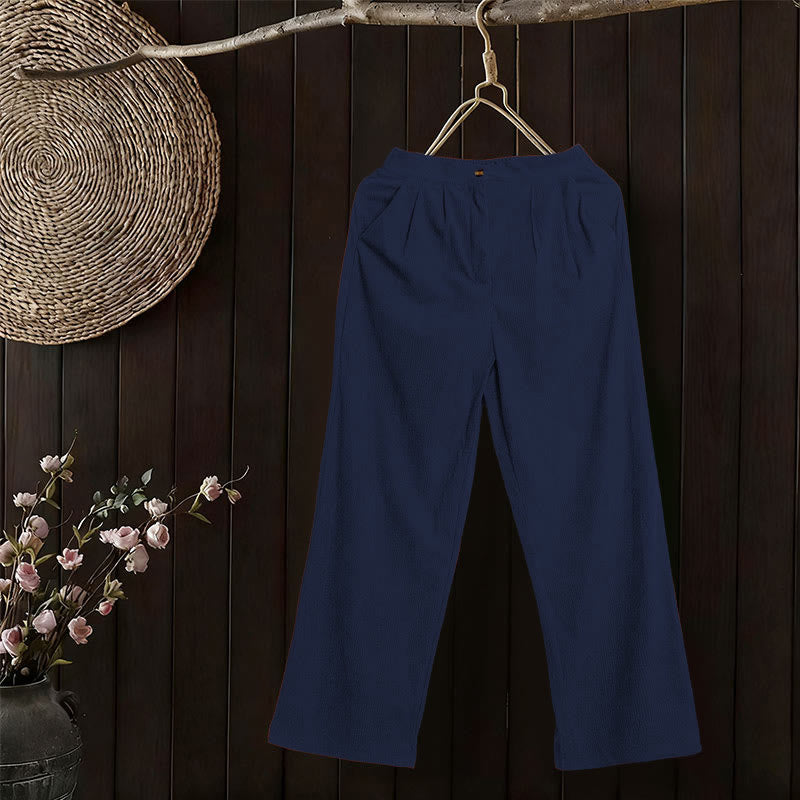 Pantalones casuales de pana rectos con bolsillos para mujer Buddha Stones - image 23