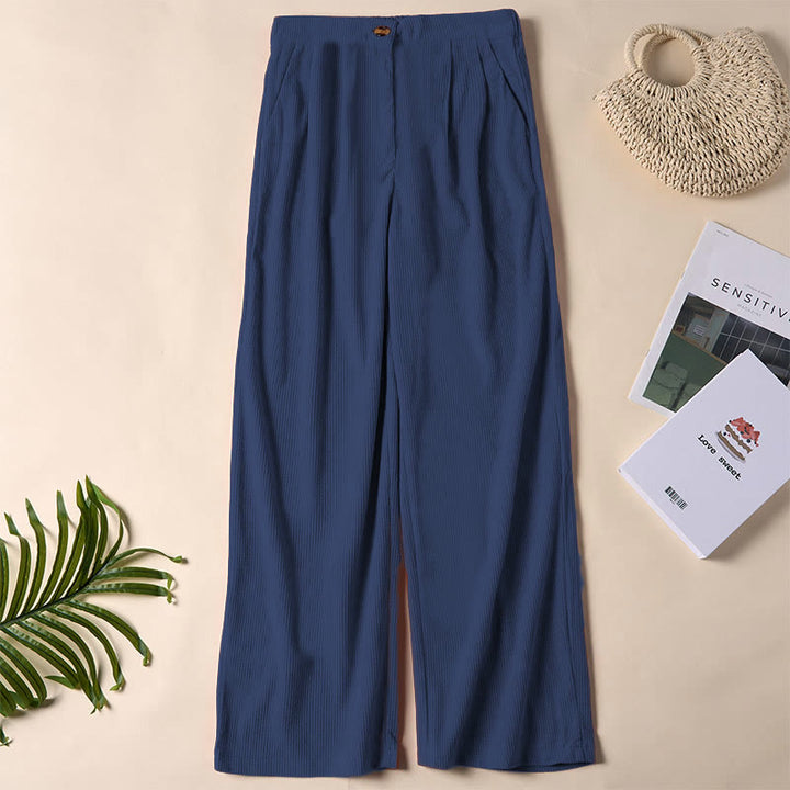 Pantalones casuales de pana rectos con bolsillos para mujer Buddha Stones - Marina de guerra - US14，UK/AU18，EU46 (2XL) - image 21